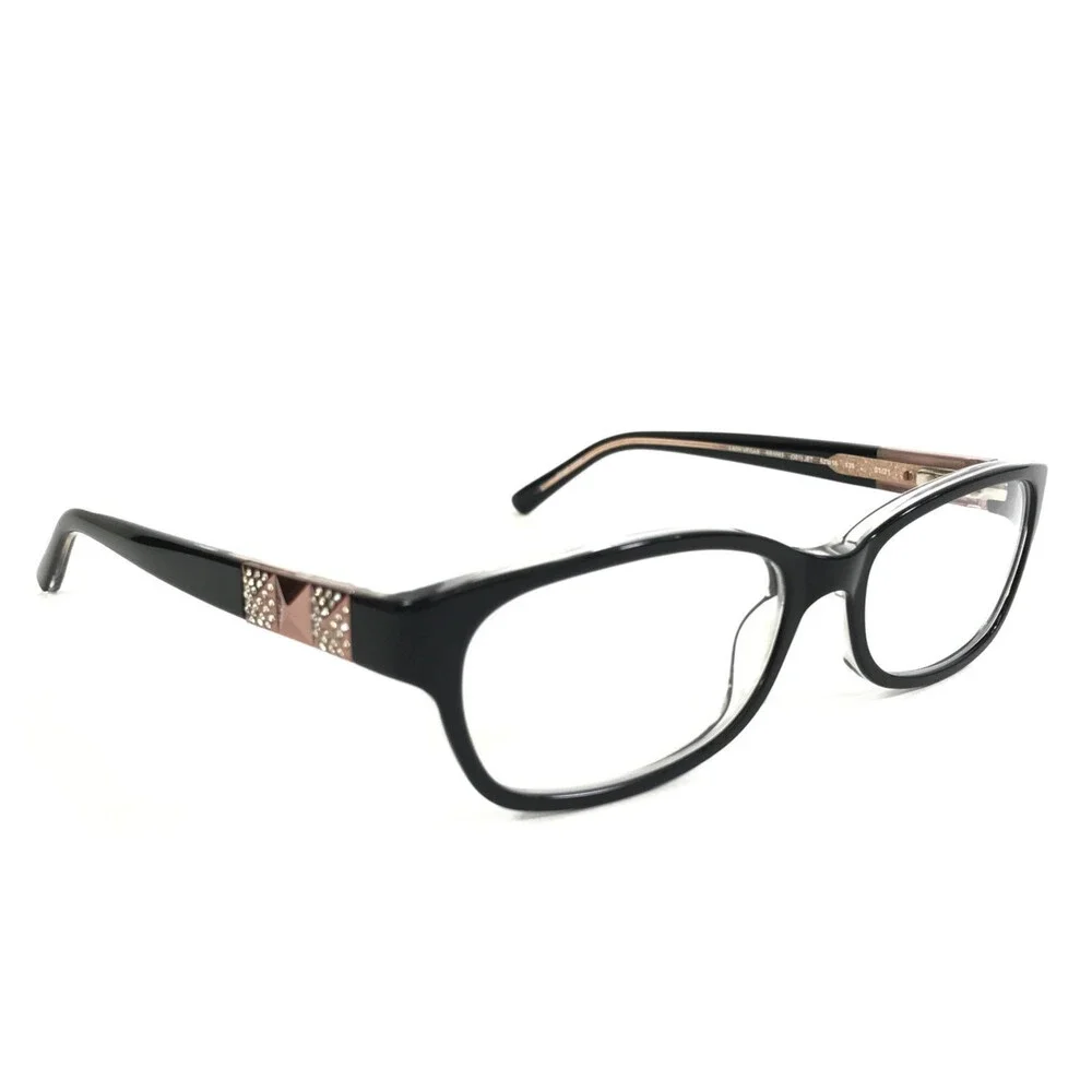 Bebe Eyeglasses Frames LADY VEGAS BB5082 001 JET Black Clear Crystals 52-16-135